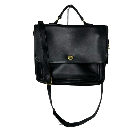 Coach Vintage Black 5181 Colebrook Leather Briefcase Crossbody Messenger Bag - Picture 3 of 14